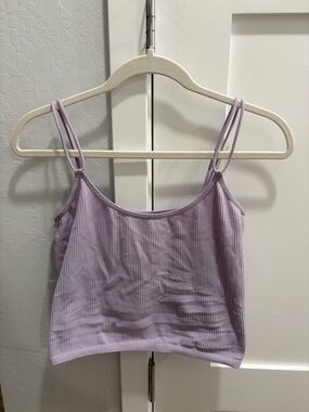 Gianni Bini Lilac Ribbed Spaghetti Strap Crop Top